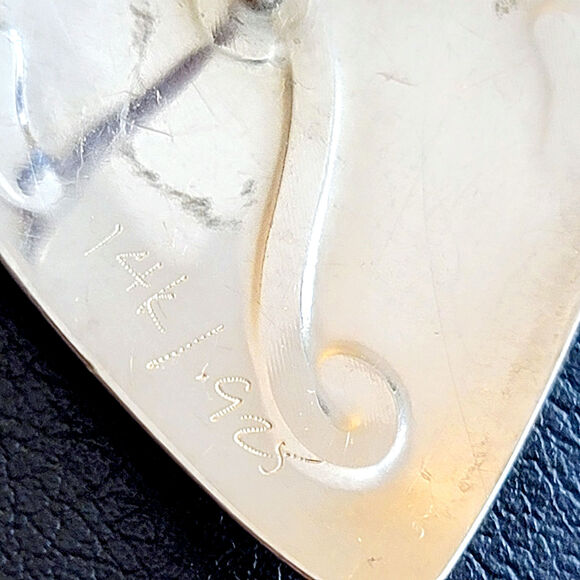 Handmade VTG 14k &  925 Music Note Design Guitar Pick Earrings - Picture 6 of 7